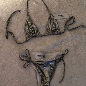 Silver Metallic Bikini Set